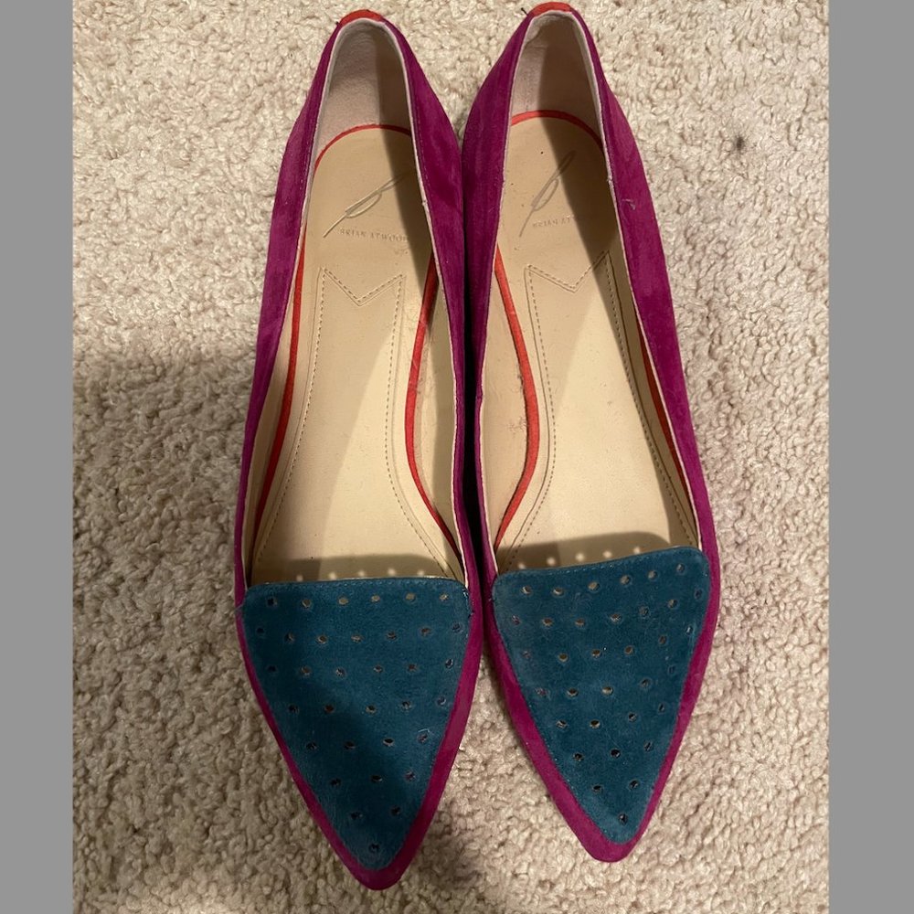 Blue and Magenta Suede Brian Atwood Flats - Size 8.5